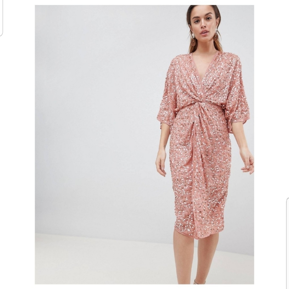 ASOS SEQUIN KIMONO SLEEVE DRESS